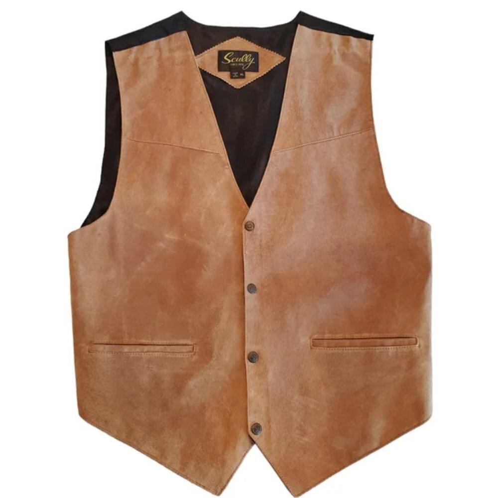 NWT Scully Vest Suede Western Leather Style # 504 Bourbon‎ 3X Metal Snaps